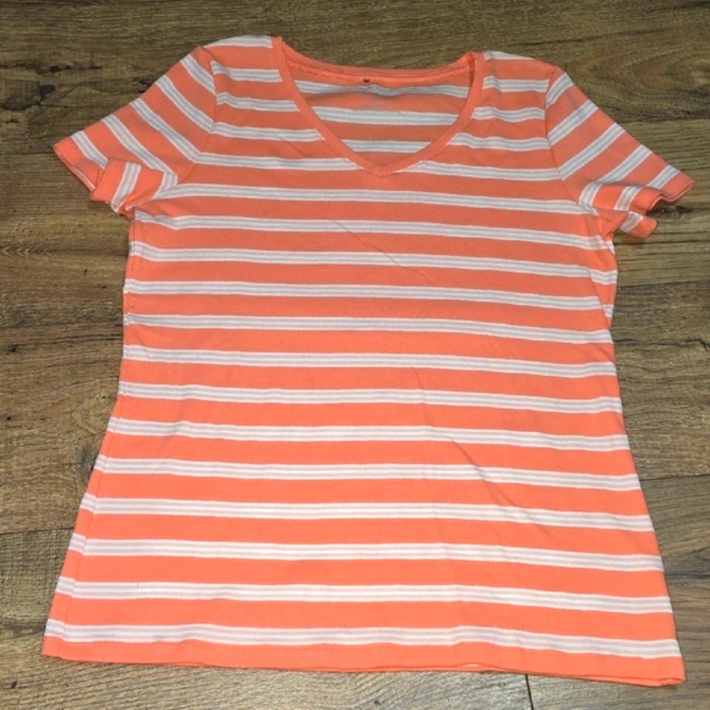 Cotton V-Neck Tee - Merida Stripe MP TALBOTS NWOT